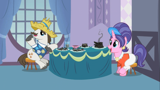 “Hi! We’re Rarity’s parents.” ….. “Well, see ya!”