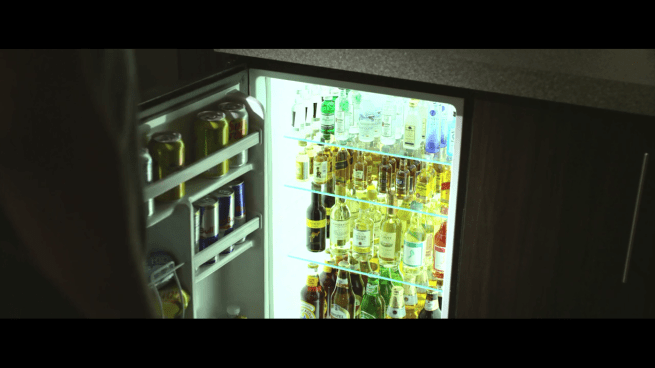 Seriously.  What fucking hotel stocks this much booze in one fridge!?