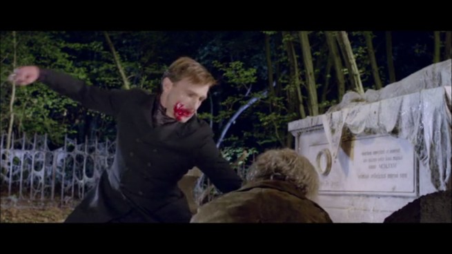 “FEEL MY VAMPRIE STRENGTH!!!  Only it’s at about one-fifth its usual power.  What!?  I haven’t eaten since breakfast!”