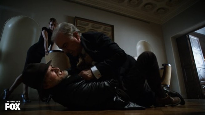 “You weren’t expecting a man in his late fifties to tackle you!  NOW YOU ARE POWERLESS!!”