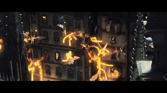 “IT’S A GOOD THING WE’RE KEEPING THIS WAR A SECRET FROM THE HUMAN WORLD!!  THERE’S NO TELLING HOW THEY’D REACT TO DEMON AND GARGOYLE FIGHTS HAPPENING RIGHT OUTSIDE THEIR DOORS!!!”