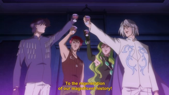 “Gentlemen (and lady), to Evil!” “Huzzah!”