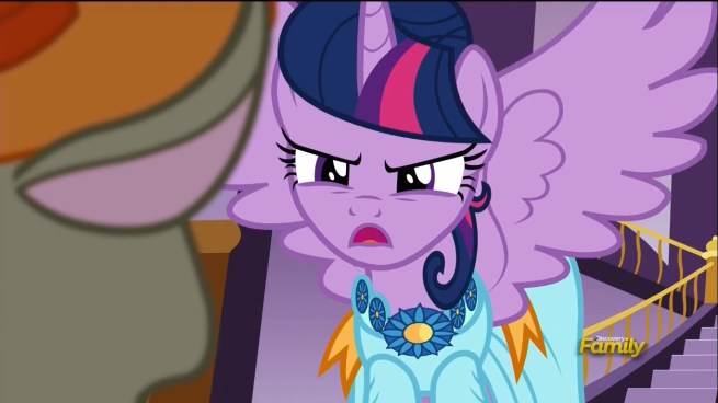 “What are you doing bringing THEIR kind to this classy event!?”     “Geez Twilight!  I thought you were a PRINCESS; not a Grand Wizard!”