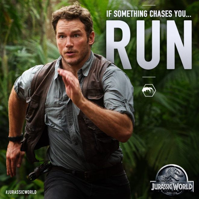 No matter what it is, just keep running.  Dinosaurs, cops, Parks and Rec fans, doesn’t matter.